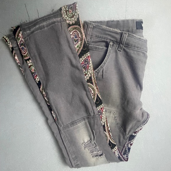 VALABASAS Carpenter Jeans Size 36 Paisley Trim Distressed Denim Pants - Picture 4 of 16